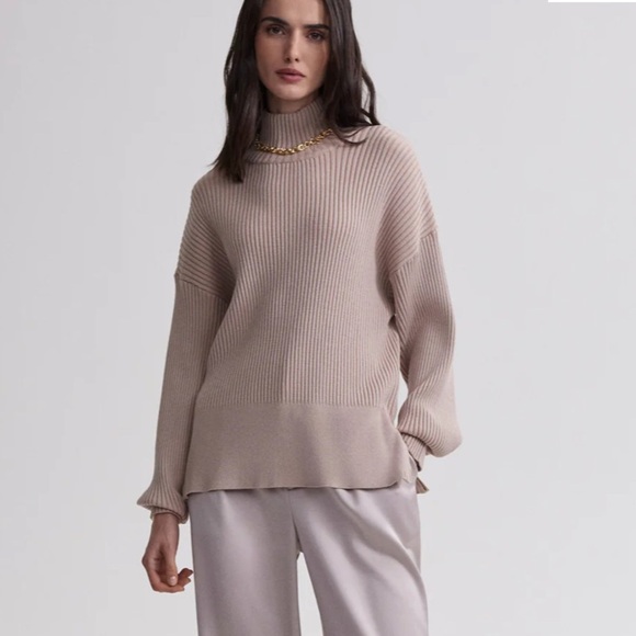 Varley Mayfair Mock Neck Sweater Cement Tan - Picture 2 of 11